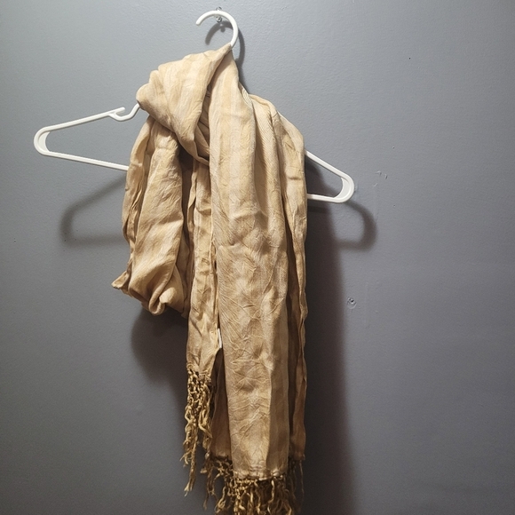Portolano Tan Colored 100% Silk Scarf - Picture 1 of 5
